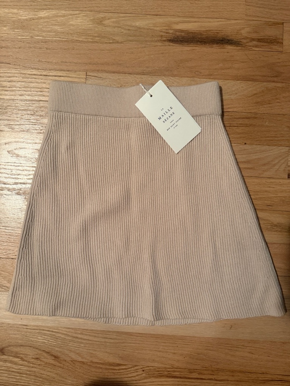 Sézane Jupe Naella Ribbed Knit Mini Skirt in Naturel Cream XS 34